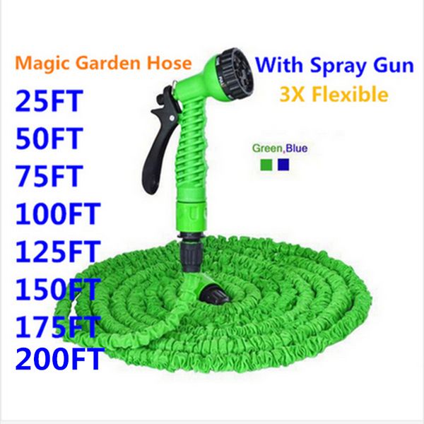 

expandable magic flexible garden hose to watering with spray gun garden car water pipe hoses watering 25-200ft
