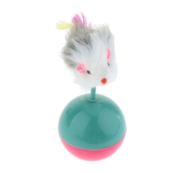 

2 pcs plastic cat feather mice shaped tumbler scrathing roly-poly toy