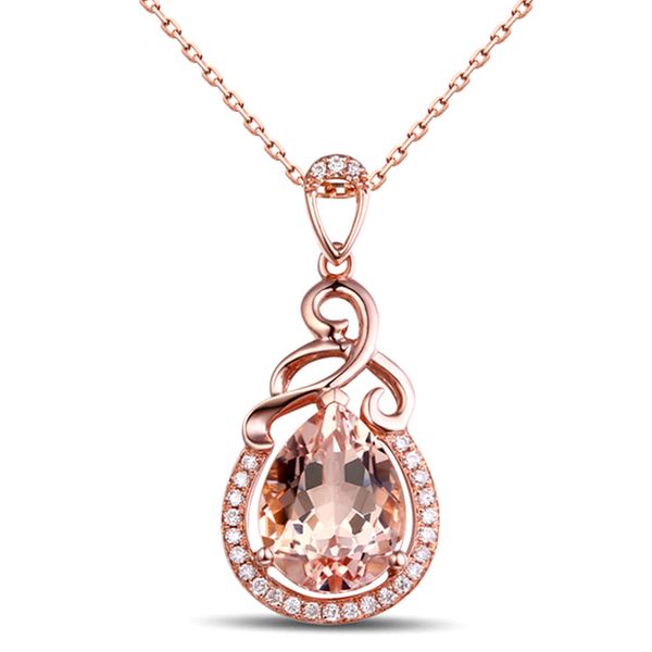 

18k rose gold champagne crystal gemstones pendant necklace for women zircon diamonds luxury jewelry bijoux femme party gift, Silver