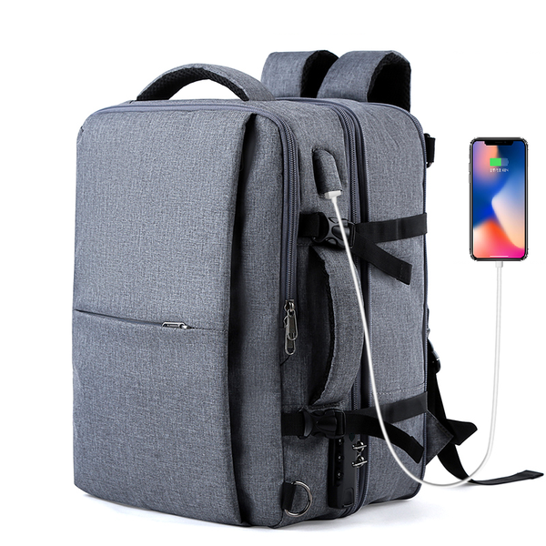 

39l expandable large capacity travel backpack 17" anti theft lapbackpack men waterproof fashion usb charging male bag