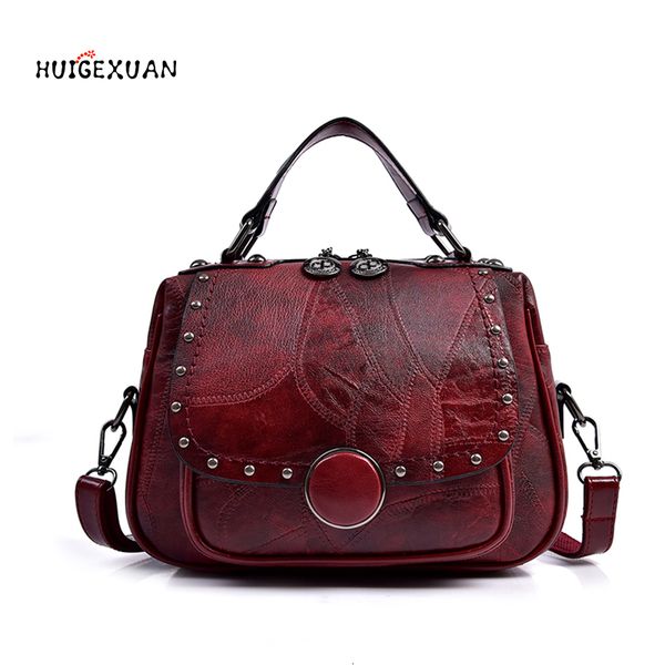 

new fashion leather women's handbag office ladies shoulder sling bags handmade sheepskin leather messenger satchel bags rivet cj191205