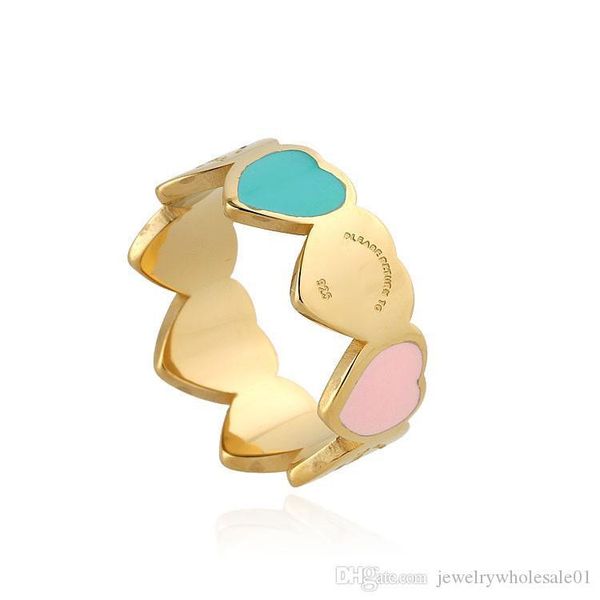 

factory direct drop glue heart t ring wild men and women couple titanium steel ring brand designer jewelry women rings, Silver