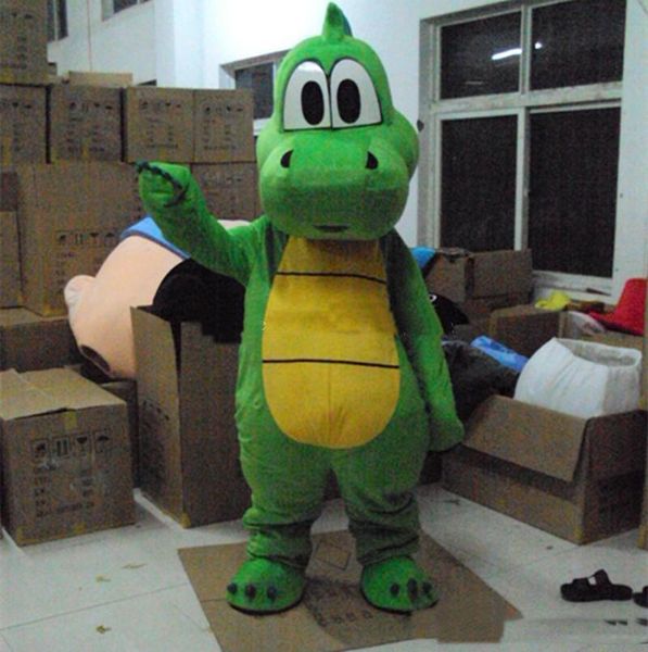 Costume da mascotte dinosauro Yoshi caldo di fabbrica 2019. Costume da dinosauro verde per adulti. Costume da festa