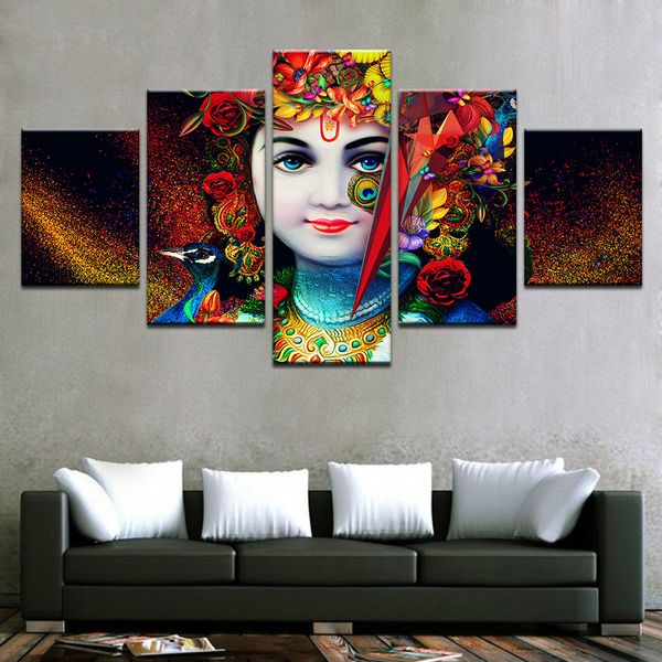 

hd printed wall pictures for living room unframed 5 pieces india god radha krishna canvas painting home decoration art posters