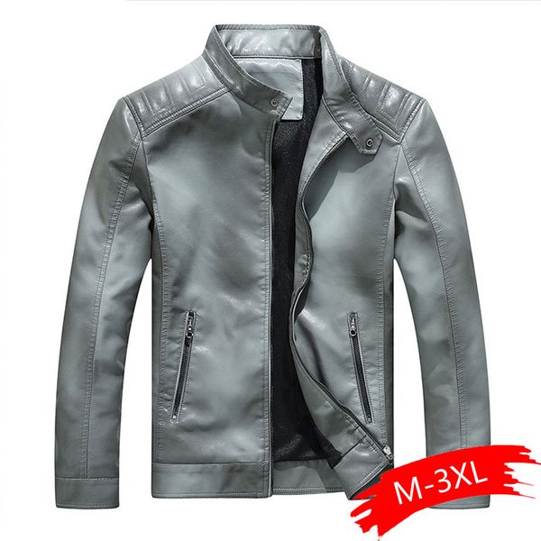 

2019 pu leather jackets autumn solid stand collar men jaqueta masculina m-3xl, Black;brown