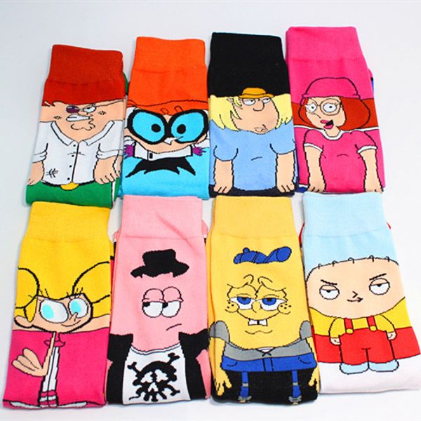 

funny cartoon anime print socks personalized novelty socks men women breathable cotton hip hop sock gifts for men, Black