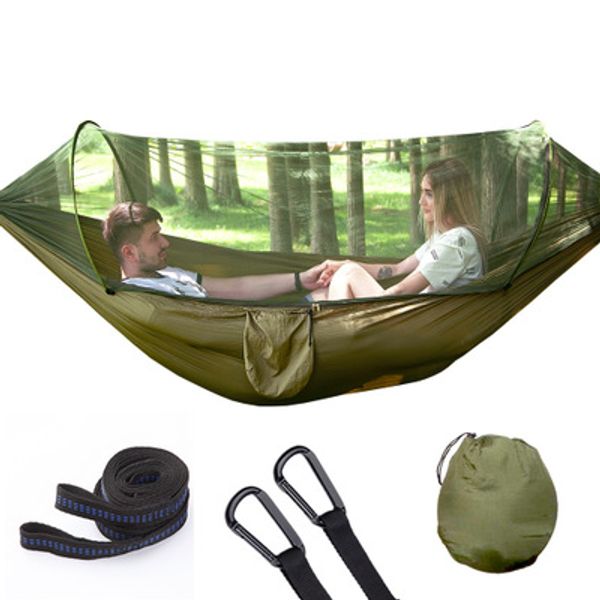 

fully automatic open tortilla blanket mosquito net hammock outdoor single double nylon parachute cloth camping mosquito hammock