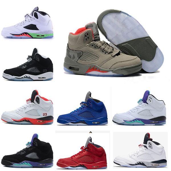 

mens sneaker 5 v basketball shoes red suede olympic metallic space jams bull blue casual sport sneakers shoes run