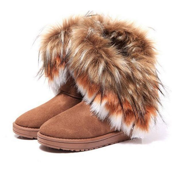 

women flats ankle snow boots fur boots winter warm snow shoes woman round-toe female flock leather women shoes 36--42, Black