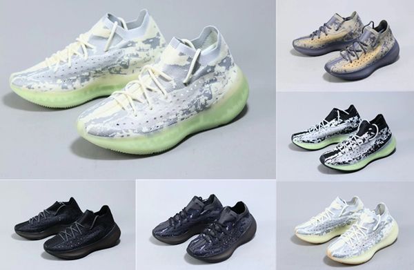 

380 v3 kanye west alien designs running shoes men women bold black and stark white citrin 3m outdoor sports sneakers