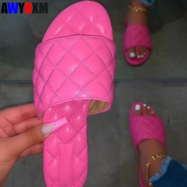 

women's slides beach open toe shoes women flat sandals summer ladies slippers pu leather candy colors casual soft slipper female, Black