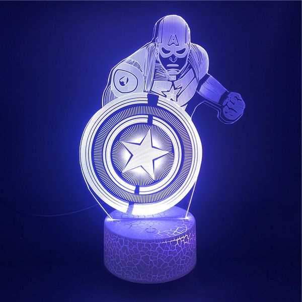 

3d lamp captain america combat marvel the alarm clock base atmosphere decoration touch sensor usb led night light lamp