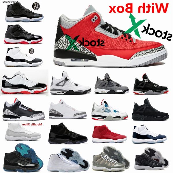 

4 red cement chicago black cat 4s bred concord 11 11s white men basketball shoesd663