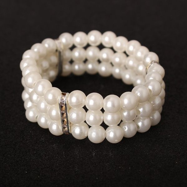 

2020 new fashion charm pearls bracelets for women hndmade multilayer beads stretch bracelet girls gift jewelry wholesale, Black