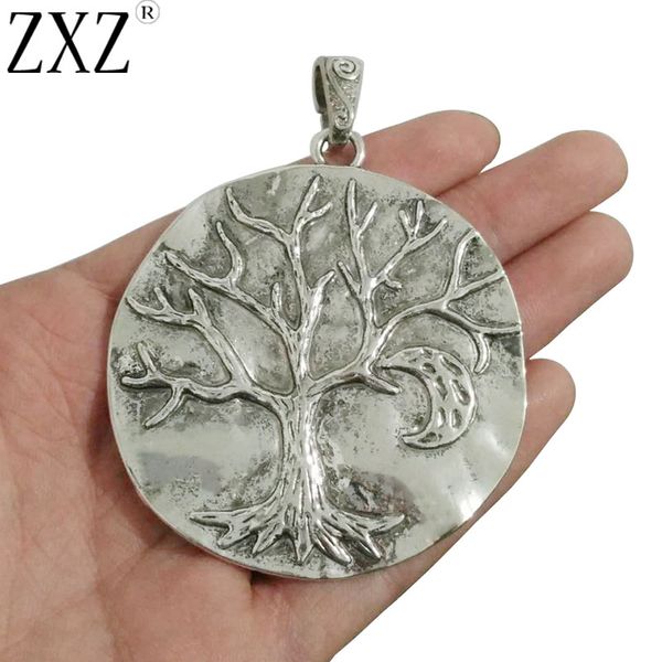 

zxz 2pcs antique silver large tree charms pendants moon with attached loop for necklace jewelry making findings 71x64mm