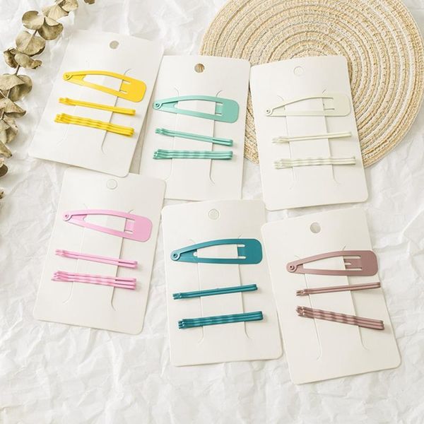 

1set fashion bb hair clip solid candy color cute hairclip oval drop rectangle design hair clips women girls accessories, Golden;white