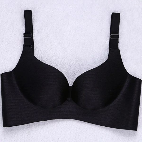 

2019 women push up bras brushed glossy bra one-piece solid underwear intimates female padded brassieres, Red;black