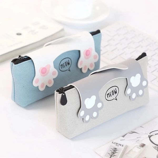 

cat claw canvas pencil case student creative cat stationery zipper pencil case bag stationery storage bag