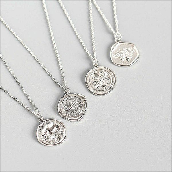 

fengxiaoling 100% 925 стерлингового серебра ожерелья подвески для женщин простые bee / слон / цветок заявление ожерелье, Silver