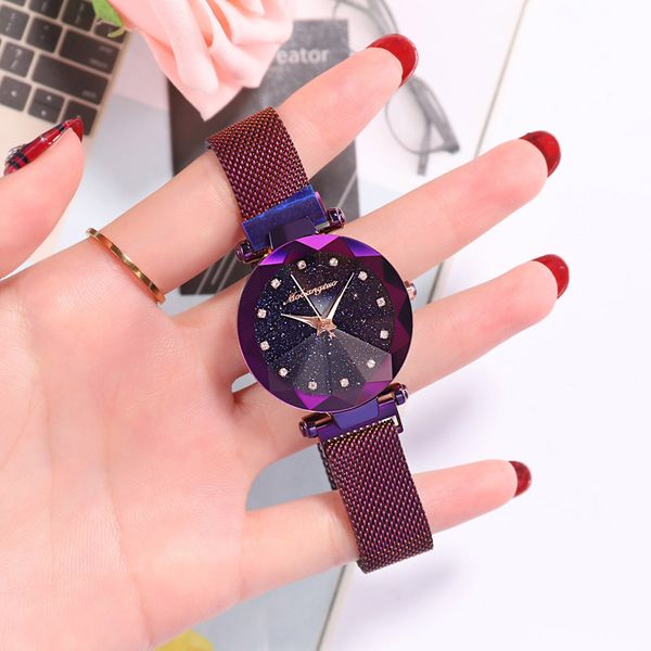 Purple Alloy Waterproof Iron And Steel Ladies Watch Rose Gold And Rhinestone Clock Personality Bracelet Beautiful Gift Watch Discount Wrist Watches Online From Mkshoubiao 29 85 Dhgate Com