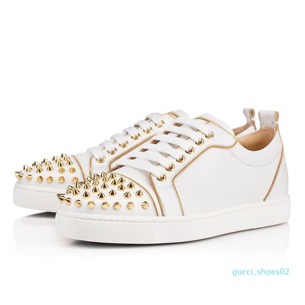 

2019 new designer studded spikes flats shoes red with flat bottoms shoes mens womens party lovers genuine leather sneakers size 36-46 g02, Black