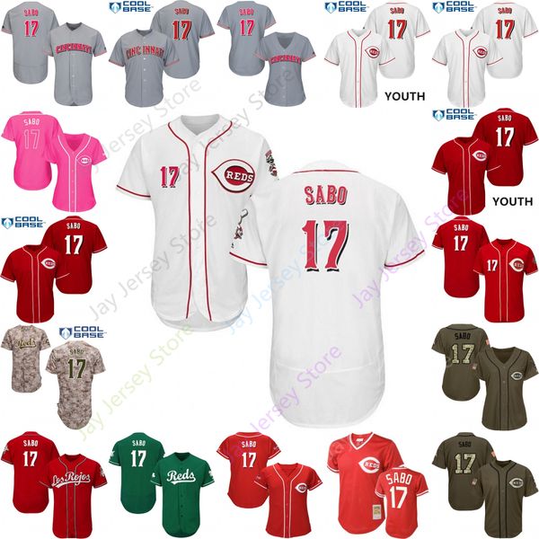 

Custom Cincinnati 17 Chris Sabo Jersey Reds Jerseys Cooperstown Cool Base Flexbase White Black Red Grey Home Away Men Women Youth Cheap