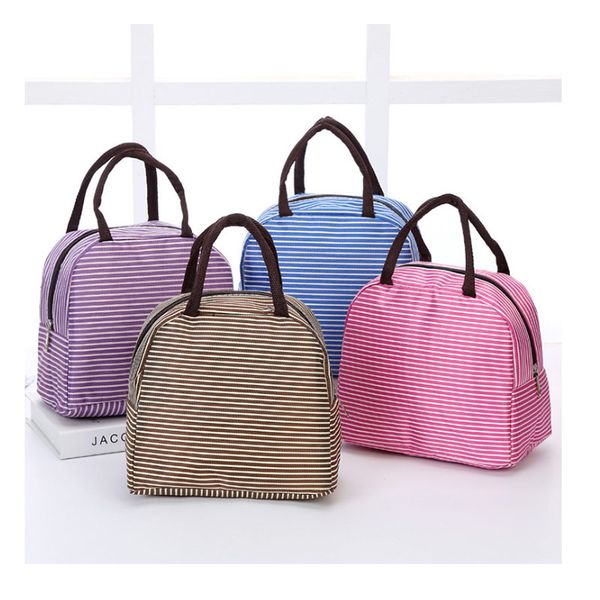 

new makeup bag striped bento insulation bag outing carry ice travel outdoor picnic