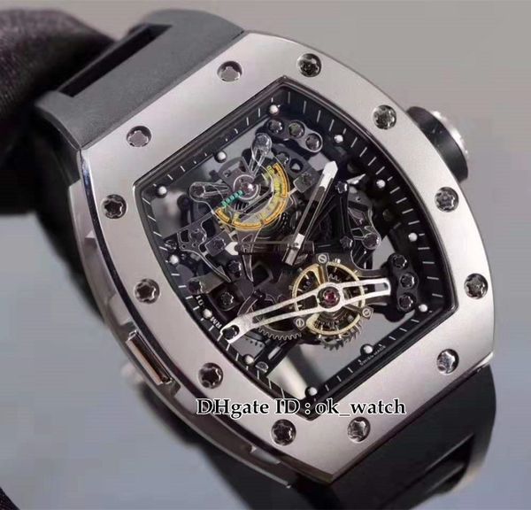 

new r 38-01 automatic mens watch skeleton hollow dial steel case barrel shape gents sport watches black rubber strap, Slivery;brown