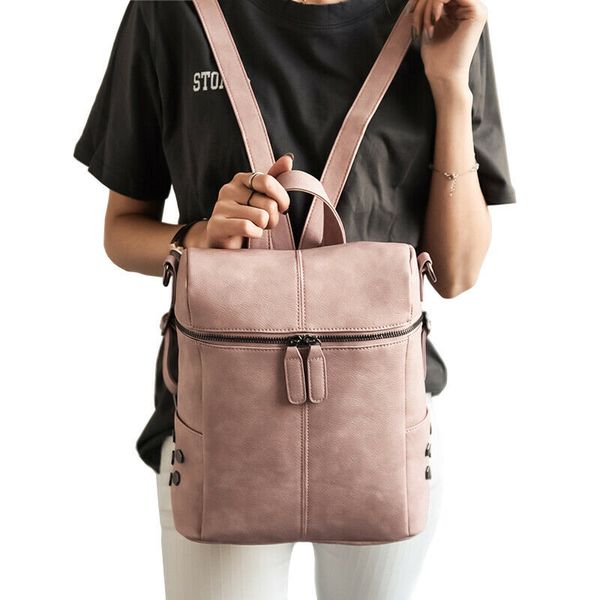 

2020 новая мода женщины девушки искусственная сумка кожаный рюкзак дорожная сумка рюкзак плечо черный розовый школьная сумка для подростка
