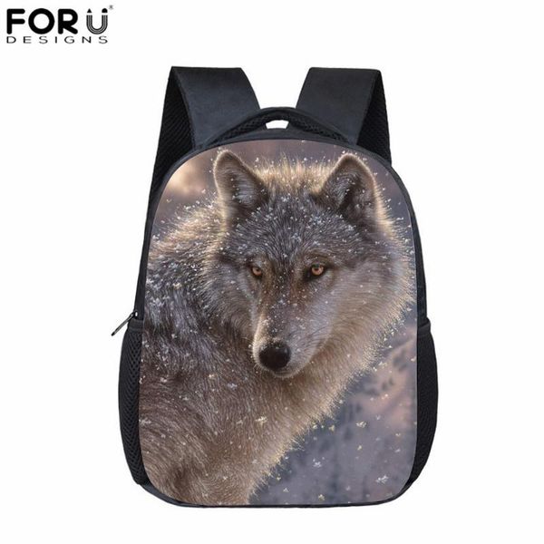 

forudesigns 3d wolf printing children's mini school bag for toodle girls boys backpack mochila nursery school supplies 12 inch