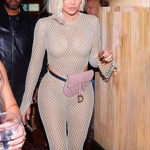 

autumn 2019 ale new women o neck long sleeve mesh slim jumpsuit women bodysuit streetwear overall, Black;white