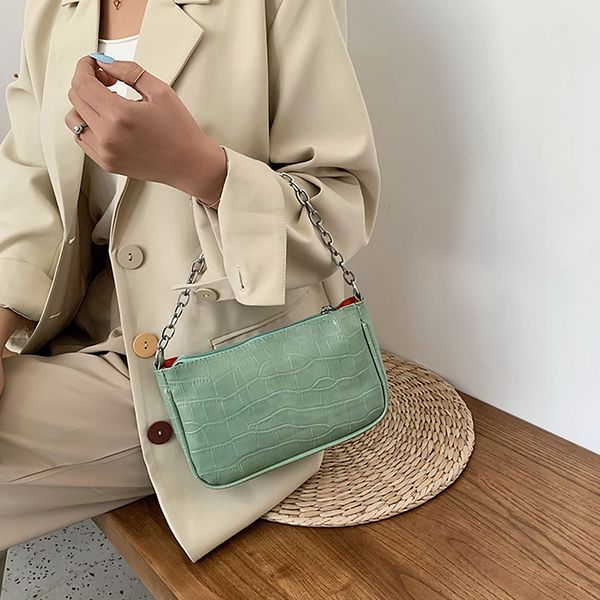 

crocodile pattern messenger bag for women 2020 chain ladies small shoulder bags fashion design leather armpit bag crossbody