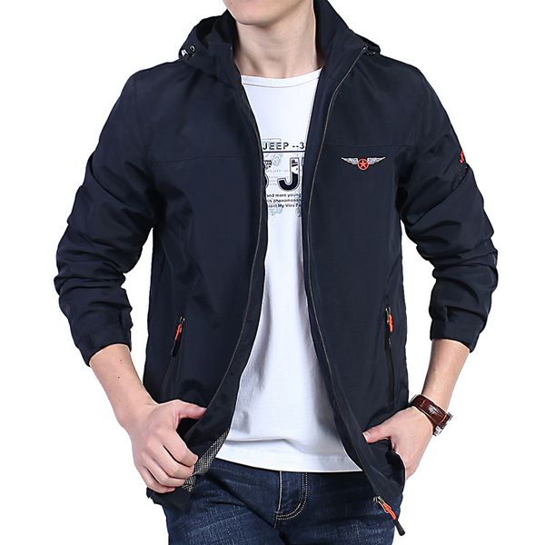 

spring autumn men bomber casual jacket army waterproof windbreaker jacket multi-pocket tactical hooded coat, Black;brown
