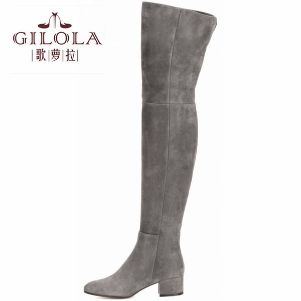 

gilola 7cm high heels faux suede snow women boots shoes woman over the knee boots thick heels warm black #y0124187q
