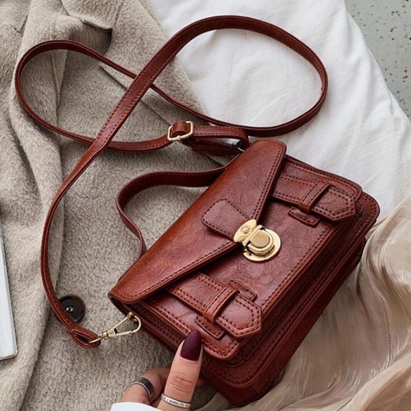 

vintage fashion female small tote bag 2019 new pu leather women's designer handbag lock shoulder messenger bag