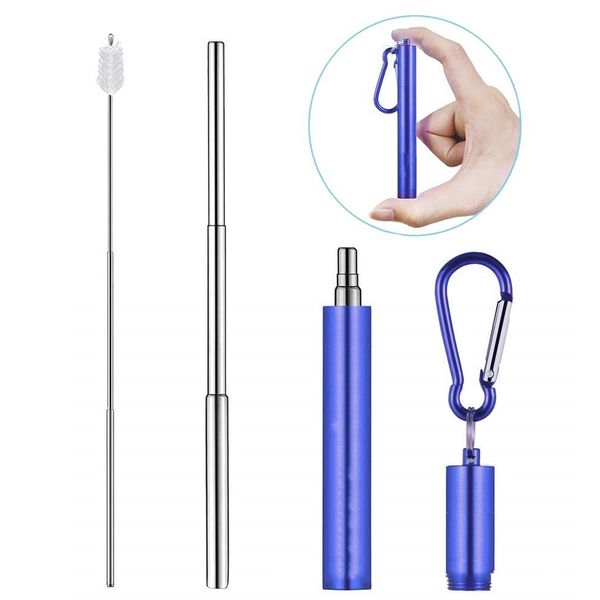 

stainless steel reusable straws flexible drinking straw with storage box travel outdoor sports straw kitchen bar accessories