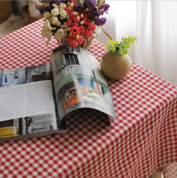 

brown pink red small plaid tablecloth linen cotton restaurant home decoration rectangular table cloth square table cover 1010zb