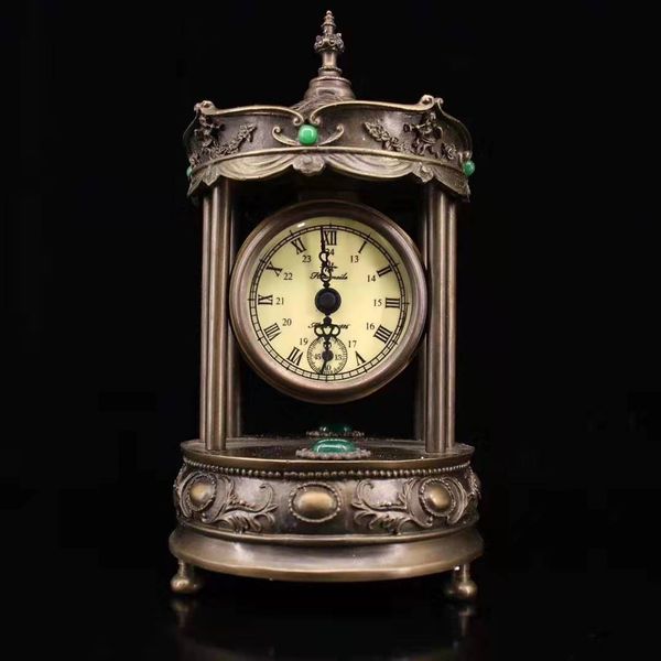 

european exquisite brass classical inlay gem mechanical glass clock