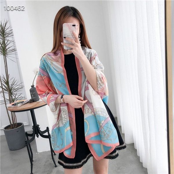 

brand new 100% silk material print letters map pattern square scarves for women size 180cm - 90cm, Blue;gray