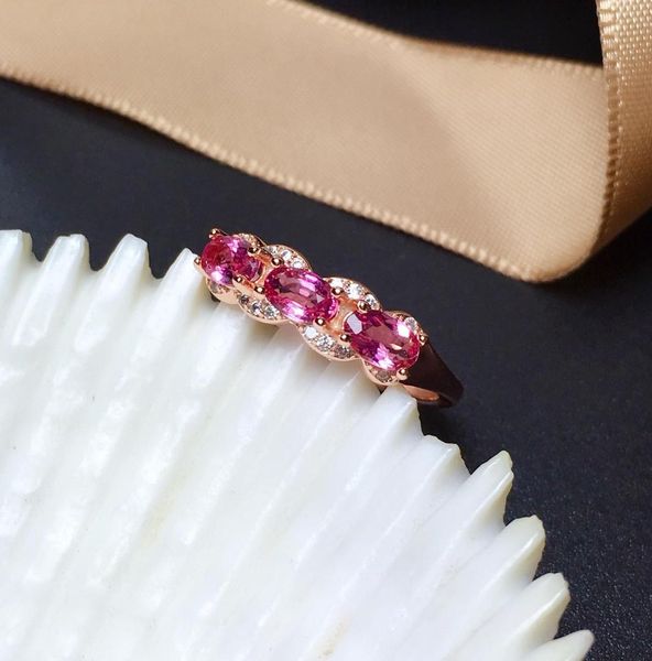 

shilovem 925 sterling silver real natural tourmaline rings fine jewelry women trendy wedding christmas gift 3*5mm mj0305825agx, Golden;silver