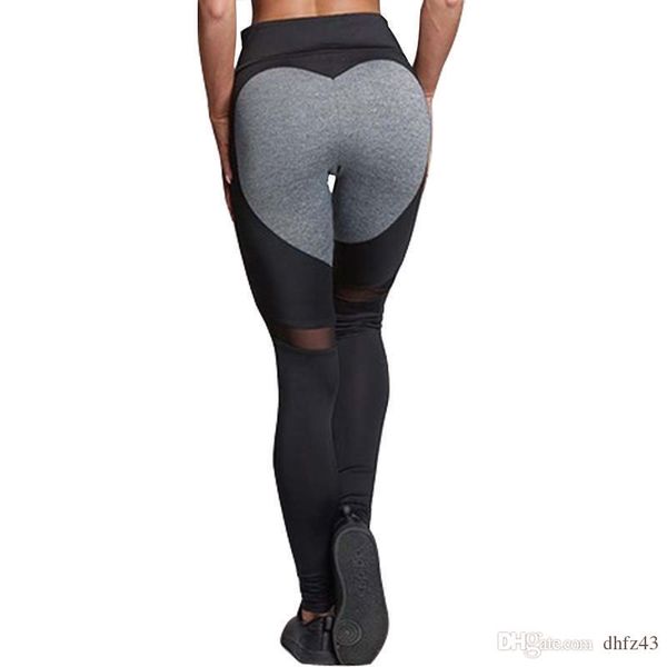 

hayoha fashion heart paern mesh splice leggings athleisure fitness clothing elastic leggings women pants, Black
