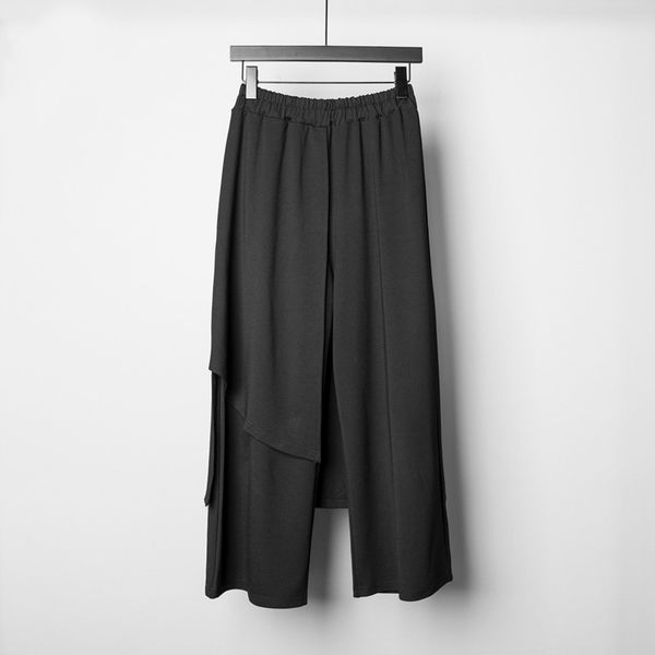 

2019 new men gd personality evening performance hair stylist loose and comfortable pantskirt ninth pants plus size costumes, Black