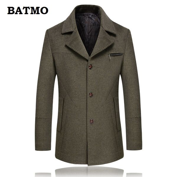 

batmo 2018 new arrival winter wool casaul trench coat men,winter wool coat 866, Black