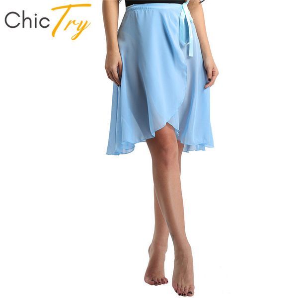 

chictry women sheer chiffon dance wrap skirt with waist tie professional ballet tutu gymnastics skating practice dancewear, Black;red