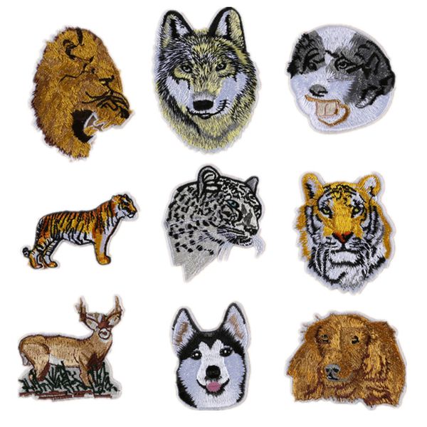 

1 piece of embroidered patch iron-on animals head small size appliques diy handwork quilting for patchwork decorative accessories, Black