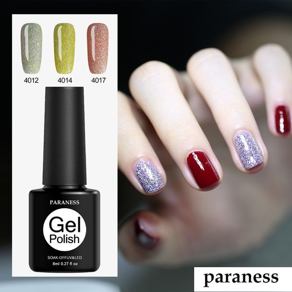

paraness 3pc neon glitter uv gel paint nail polish for nails design vernis semi permanent soak off gel varnish french polish, Red;pink