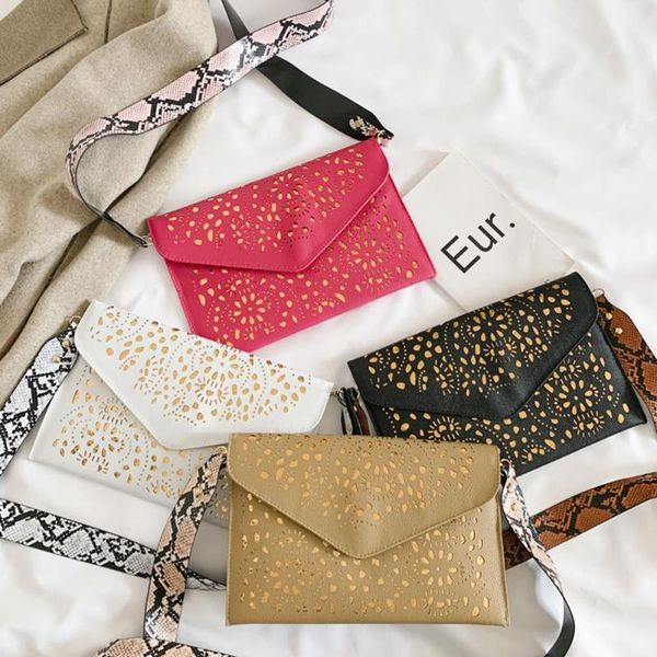 

new fashion handbags classic delicate texture vintage hollow shoulder messenger bag women pu leather snake print belt handbag