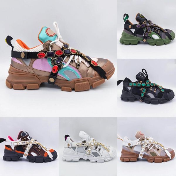 

flashtrek sneaker with removable crystals luxury designer mens womens casual shoes fashion womens designer climbing shoes trainers shoes, Black;brown