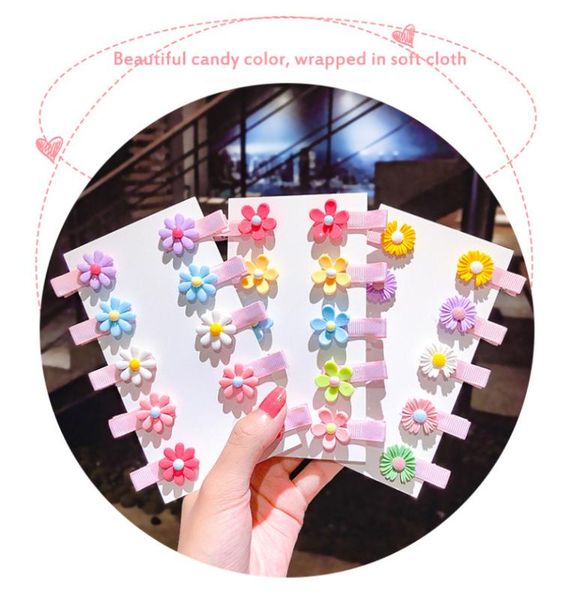 

hair accessories 10pcs/set fashion cute children's candy color hairpins hairclip head jewelry clip lovely flower design dropship, Slivery;white