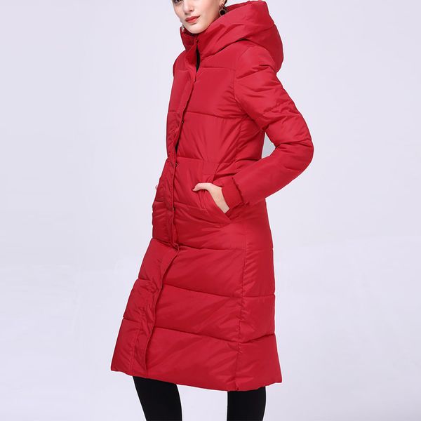 

2019 new winter coat women's parka loose cut length below knee jacket with pockets casual style resistant collar hooded, Black